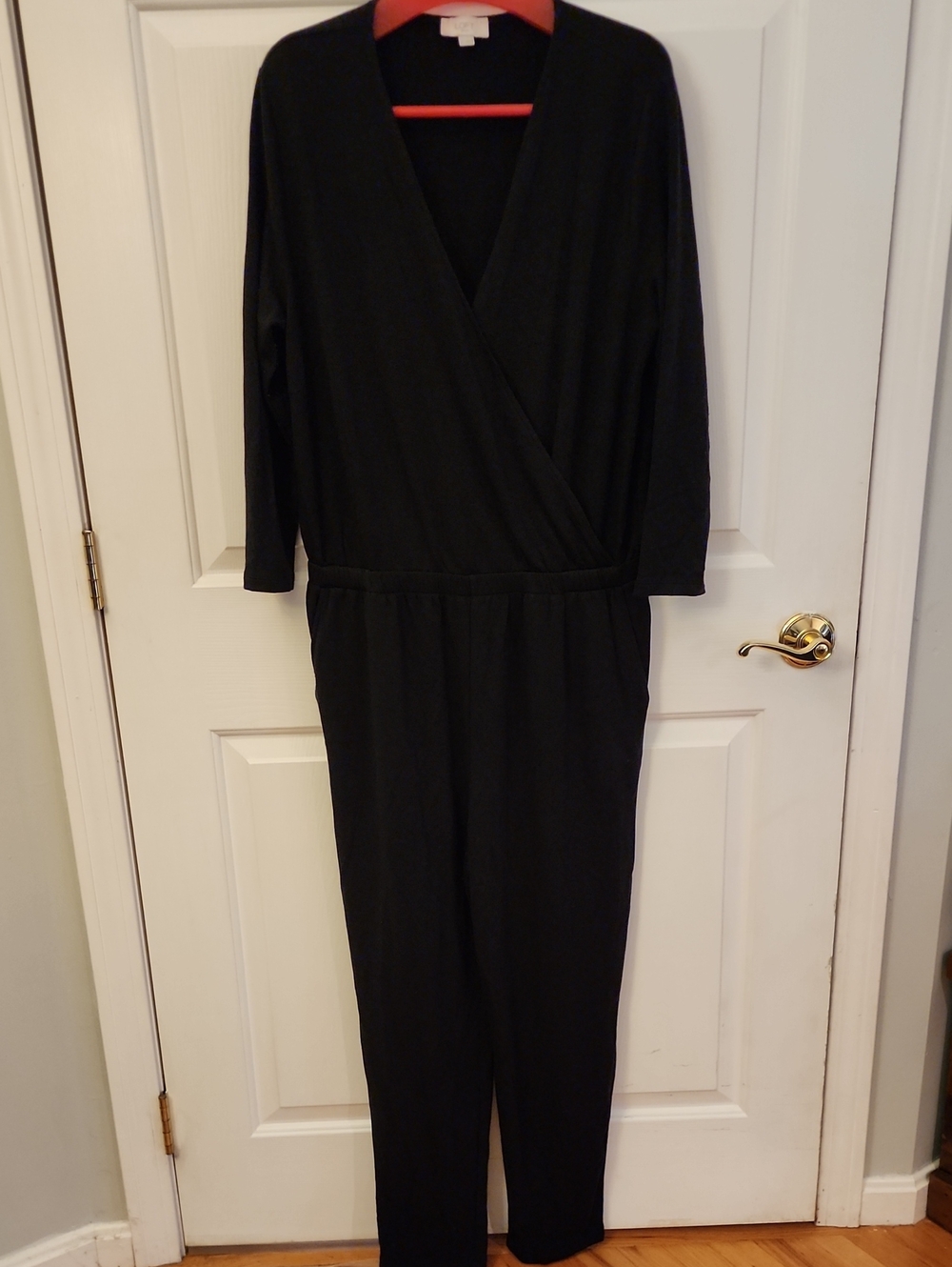 LOFT Outlet Black Wrap-Front Jumpsuit